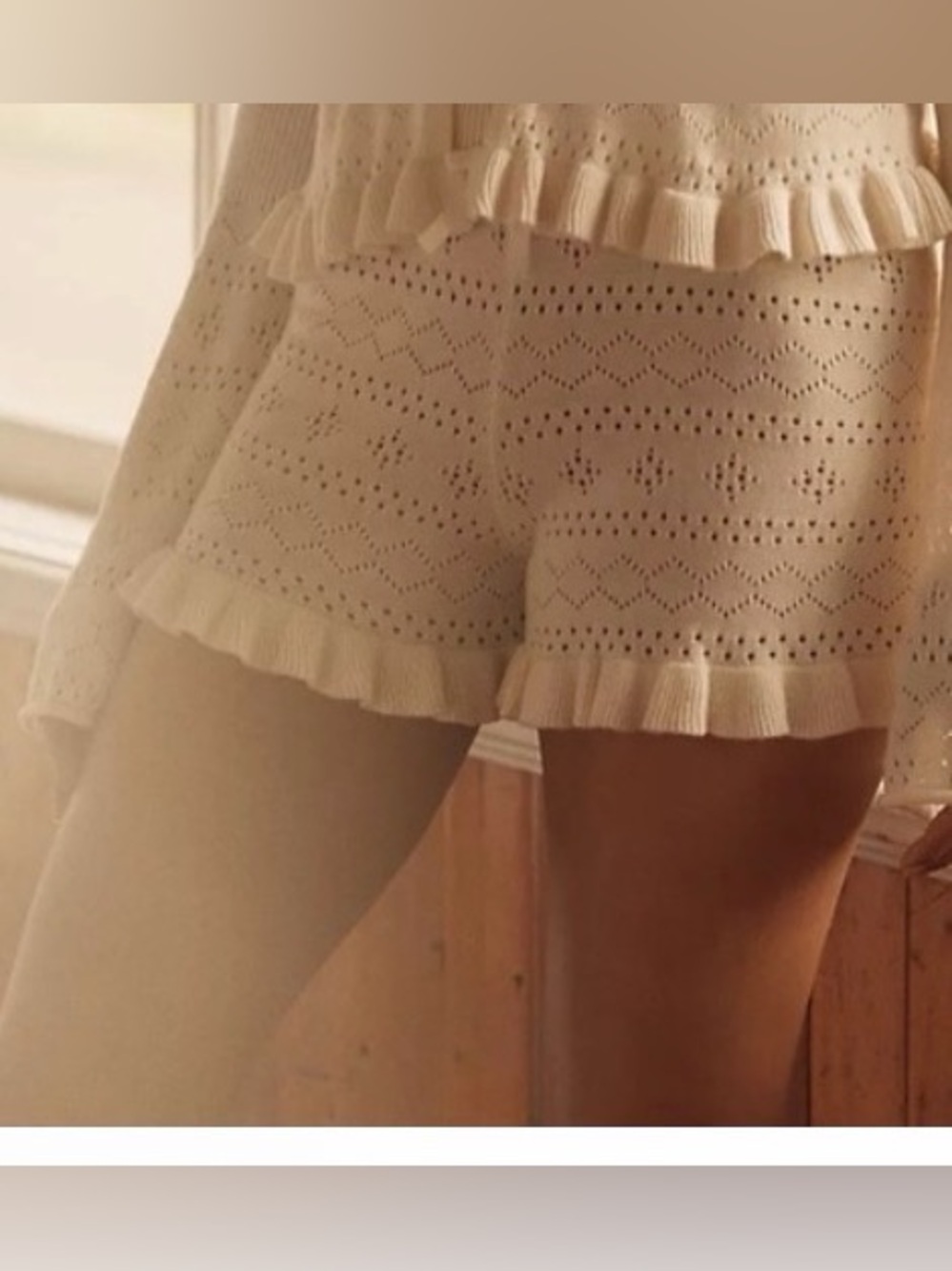 Anthropologie LyreBird
Pointelle Ruffle Knit Shorts, size XL, NWT.